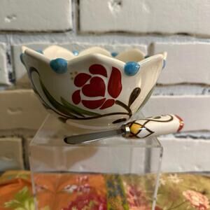 Vida by Eva Mendes for España JARDINE Handcrafted Scalloped Floral Dip Set 4.75"